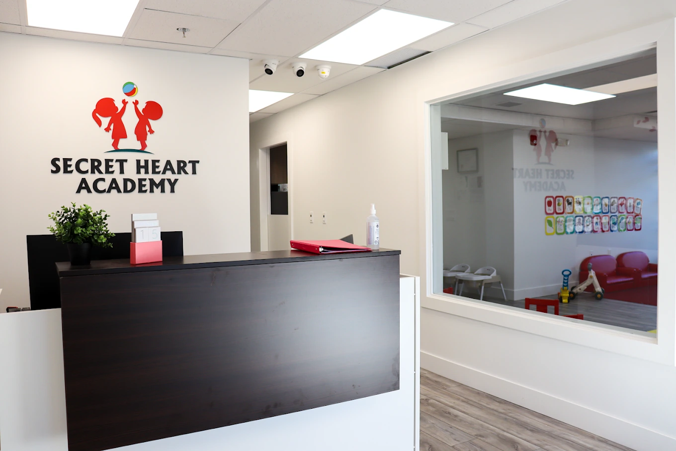 Bright, welcoming reception area at the Secret Heart Academy Langley centre